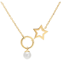 Collier Abondance - Etoile - or jaune 9 carats et perle