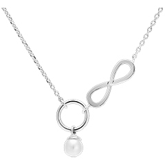 Collier Abondance - Infini - or blanc 18 carats et perle