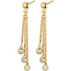Yellow Gold and Diamond Waterfall Drop Earrings