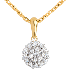 Pendentif kaléidoscope pavé diamants - 19 diamants - 0.19 carat - or jaune 18 carats