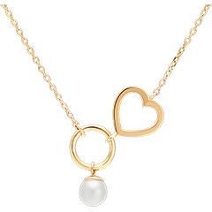 Collier Abondance - Coeur - or jaune 9 carats et perle