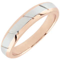Rose Gold and White Gold Magnus Wedding Band - 18 carats
