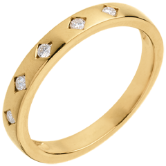 Alliance pluie de diamants - 5 diamants - or jaune 18 carats