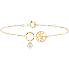 Bracelet Abondance - Arbre de vie - or jaune 18 carats et perle