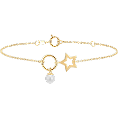 Bracelet Abondance - Etoile - or jaune 9 carats et perle