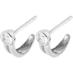 Boucles d'oreilles mousqueton diamant - puces or blanc 18 carats - 0.25 carats