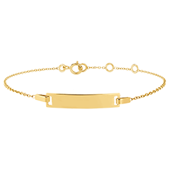 Children's bracelet with engravable rectangular plate – yellow gold 18 carat 