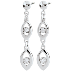 White Gold Peacock Charm Earrings
