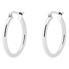 Medium thick hoop earrings – diameter 15mm – white gold 18 carat 