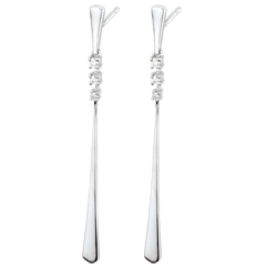 Pendientes largos Alíria - oro blanco 18 quilates y diamantes