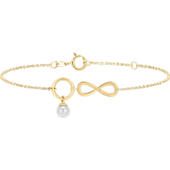 Pulsera Abundancia - Infinito - oro amarillo de 9 quilates y perla