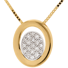 Colier alcov din aur galben de 18K pavat - 19 diamante