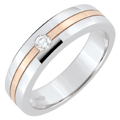 Alianza Estrella Diamante - Pequeño modelo - oro blanco y oro rosa 18 quilates