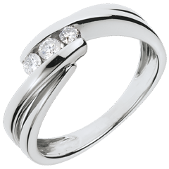 Anello trilogia Nido Prezioso - Ritornello - Oro bianco - 18 carati - 3 Diamanti - 0.21 carati