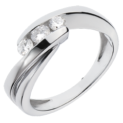 Anello trilogia Nido Prezioso - Ritornello - Oro bianco - 18 carati - 3 Diamanti - 0.32 carati