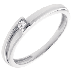 Solitario Nido Prezioso - Bipolare - Oro bianco - 18 carati - Diamante