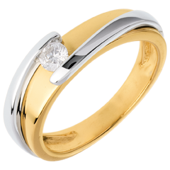 Solitario Nido Prezioso - Bipolare - Oro giallo e Oro bianco - 18 carati - Diamante - 0.17 carati