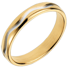 Fede nuziale - Sinuosità - Oro bianco e Oro giallo - 18 carati