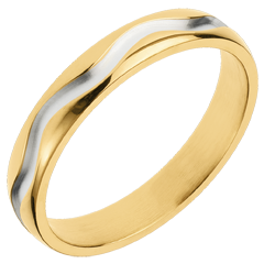 Fede nuziale - Sinuosità - Oro bianco e Oro giallo - 18 carati