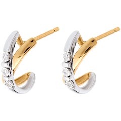 Orecchini Trilogy Cerchio - Oro bianco e Oro giallo - 18 carati - 6 Diamanti