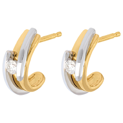 Pendientes Nido Precioso - Bipolar - oro amaillo y blanco 18 quilates.
