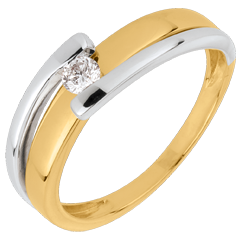 Bague solitaire Bipolaire - 0.11 carat - or blanc et or jaune 18 carats