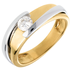 Solitaire Nid Précieux - Bipolaire - (TGM+) - diamant 0.31 carat - or blanc et or jaune 18 carats