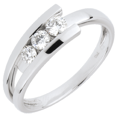 Anillo trilogía Nido Precioso - Trianon - oro blanco 18 quilates - 3 diamantes 0.31 quilates