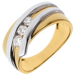 Anneau Trilogie Nid Précieux - Priscille - diamant 0.31 carat - 3 diamants - or blanc et or jaune 18 carats