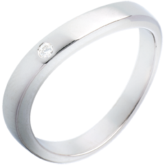 Anneau ellipse or blanc 18 carats 1 diamant