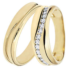 Amour Duo Wedding Bands – Yellow Gold & Diamonds – 18 carats