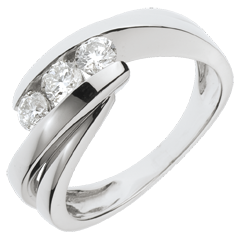 Trilogie Ring Kostbarer Kokon - Ritornell - Weißgold - 3 Diamanten 0.54 Karat - 18 Karat