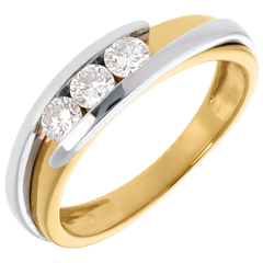 Trilogie Ring Kostbarer Kokon - Anziehungskraft - Weiß-und Gelbgold - Diamant 0.38 Karat - 18 Karat