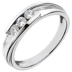 Trilogie-Ring Bipolar - Weißgold mit 3 Diamanten - 0.24 Karat