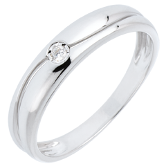 Bague Amour or blanc 9 carats et diamant - diamant 0.022 carat