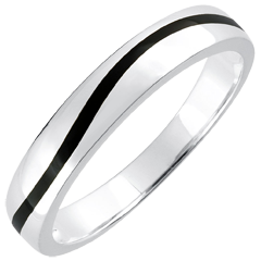 Alliance Homme Clair Obscur - Courbe - or blanc 18 carats et laque noire