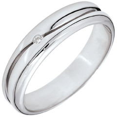 Bague Amour - Alliance homme or blanc 18 carats - diamant 0.022 carat