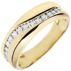 Ring Love - Multi-diamonds - yellow gold - 9 carats