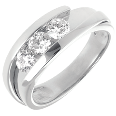 Trilogy Precious Nest - Interlocking (Very big model) - white gold - 0.77 carat - 3 diamonds - 18 carats