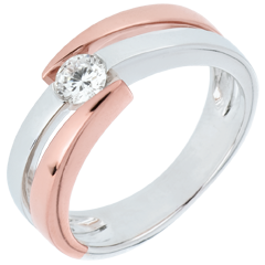 Solitaire Precious Nest - Inch'Allah - pink gold and white gold - 0.25 carat - Gold 9 karat