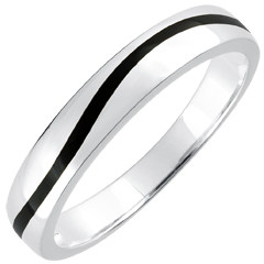 Wedding Ring Men Clair Obscure - Curve - white gold and black lacquer - 9 carat