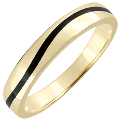 Wedding Ring Men Clair Obscure - Curve - yellow gold and black lacquer - 18 carat