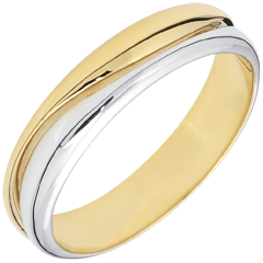 Ring Love - white gold and yellow gold wedding ring for men - 0.022 carat diamond - 9 carats