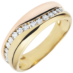 Ring Love - Multi-diamonds - rose gold and yellow gold - 18 carat