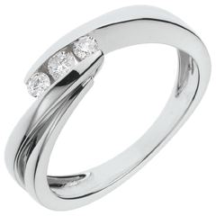  Trilogie Ring Kostbarer Kokon - Ritournelle - Weißgold - 3 Diamante - 18 Karat