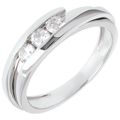 Trilogie Ring Kostbarer Kokon - Anziehungskraft - Weißgold - 3 Diamanten 0.38 Karat - 18 Karat