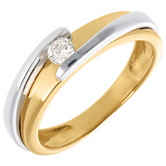Solitär Kostbarer Kokon - Anziehungskraft - gelb und Weißgold - 18 Karat