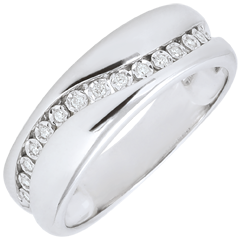 Ring Amour - Diamantenschwarm - Weißgold - 9 Karat