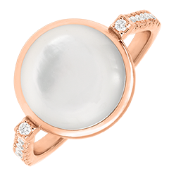 Anello Cabochon Aura Nacrée – oro rosa 18 carati e diamanti