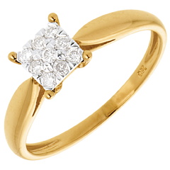 Anello Ramoscello - Oro giallo - 18 carati - 9 Diamanti
